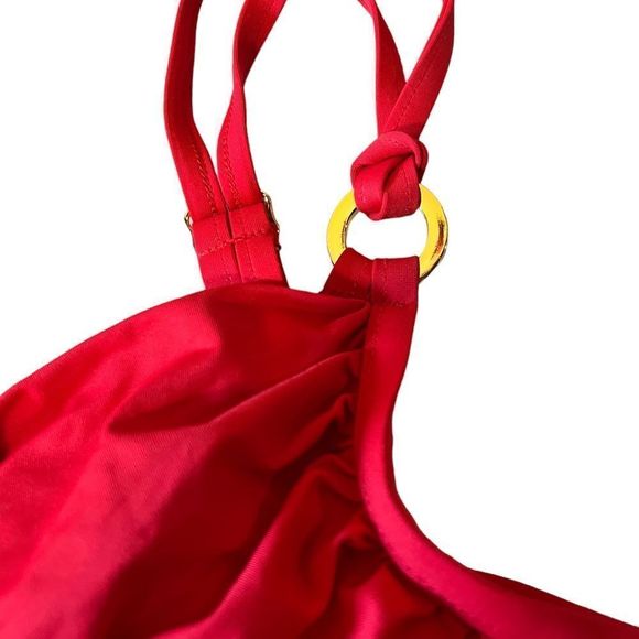 Tara Grinna Red Tankini  Size 32-36C Split Open Back - Picture 2 of 8